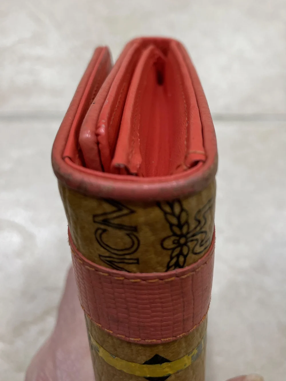 MCM Cognac Logo Stripe Continental Wallet - Pink Accent - Picture 5 of 9